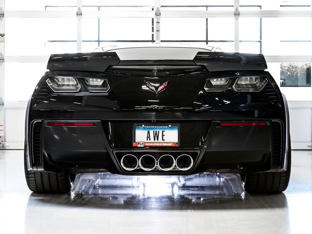 AWE Touring Edition Axleback Exhaust for C7 Corvette Stingray / Z51 / Grand Sport / Z06 / ZR1 -- Chrome Silver Tips (includes AWE AFM valve simulators)
