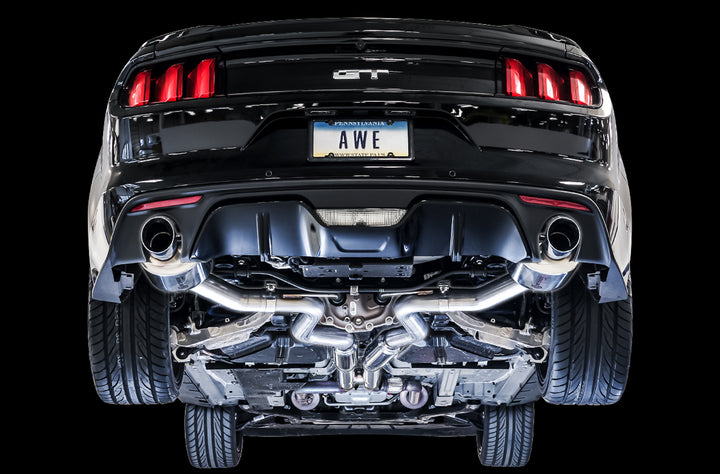 AWE Touring Edition Cat-back Exhaust for S550 Mustang GT - Dual Tip - Chrome Silver Tips