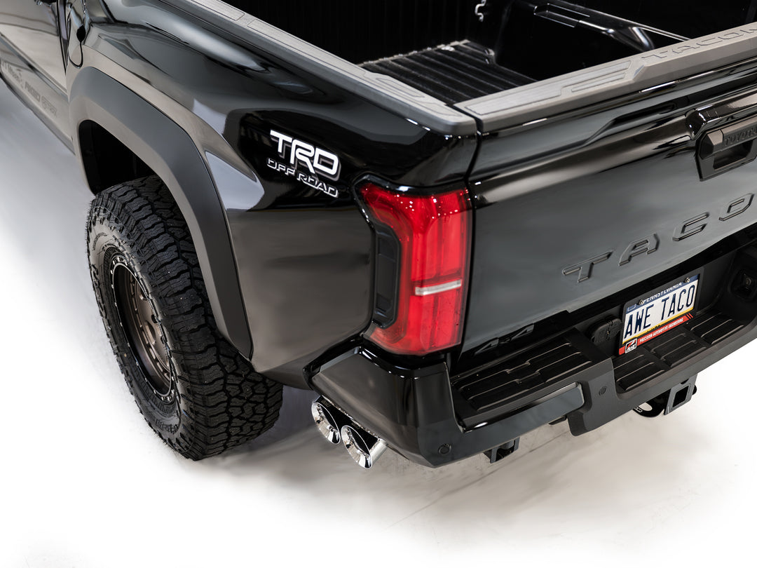 AWE 0FG Exhaust for 4th Gen Toyota Tacoma - Dual Chrome Silver Tips