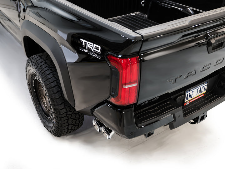 AWE 0FG Exhaust for 4th Gen Toyota Tacoma - Dual Chrome Silver Tips