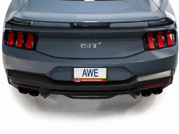 AWE Track Edition Exhaust for S650 Ford Mustang GT Fastback - Quad Diamond Black Tips