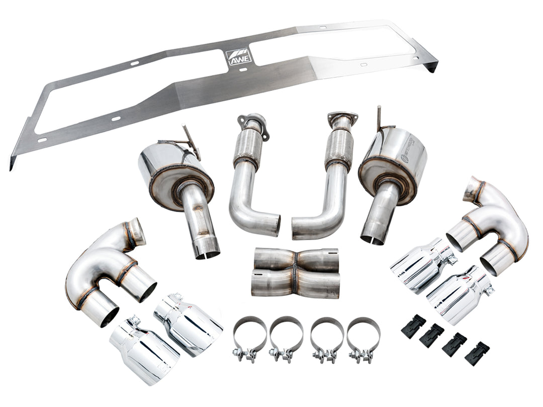 AWE Touring Edition Exhaust for C8 Corvette -- Chrome Silver Tips