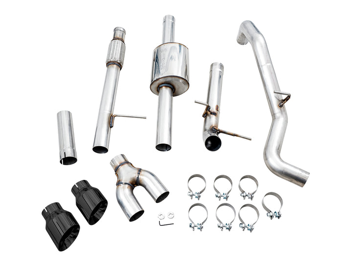 AWE 0FG Catback Dual Side Exit Exhaust for 4th Gen Silverado/Sierra 1500 5.3L (Flat Bumper) - Diamond Black Tips