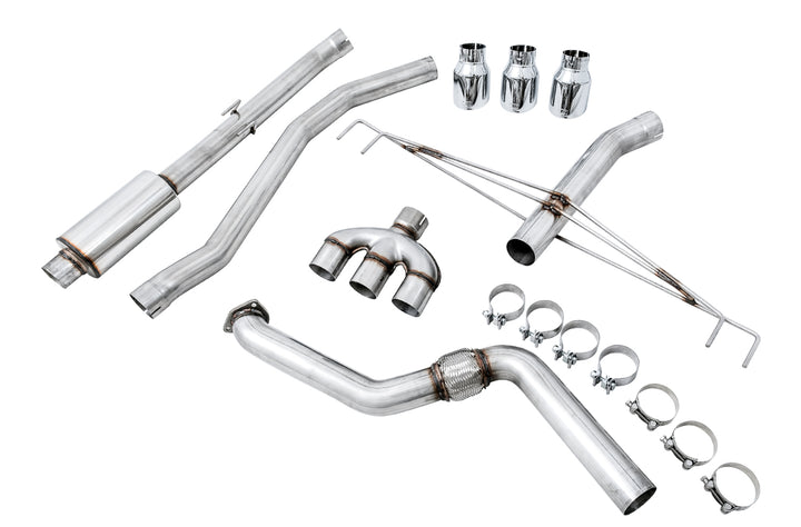 AWE Track Edition Exhaust for FK8 Civic Type R (includes Front Pipe) - Triple Chrome Silver Tips