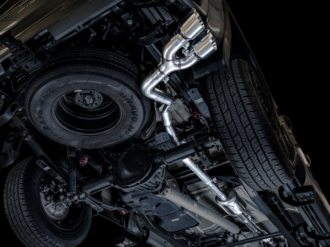 AWE 0FG Catback Dual Side Exit Exhaust for 4th Gen Silverado/Sierra 1500 5.3L (Flat Bumper) - Chrome Silver Tips