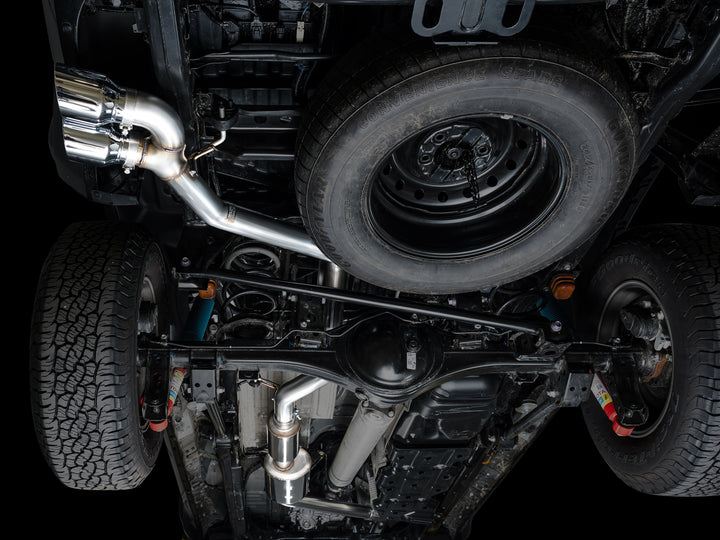 AWE 0FG Exhaust for 4th Gen Toyota Tacoma - Dual Chrome Silver Tips