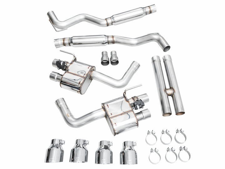 AWE SwitchPath™ Exhaust for S650 Ford Mustang Dark Horse - Quad Chrome Silver Tips