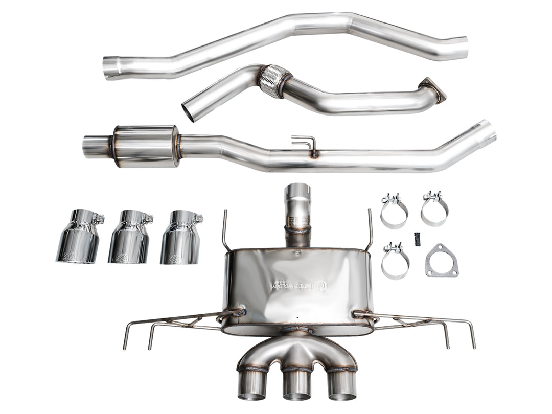 AWE Touring Edition Exhaust for FL5 Civic Type R - Triple Chrome Silver Tips