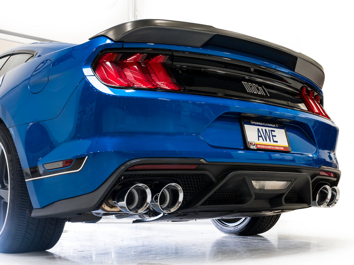 AWE SwitchPath™ Exhaust for Ford Mustang S550 Mach1 - Quad Chrome Silver Tip