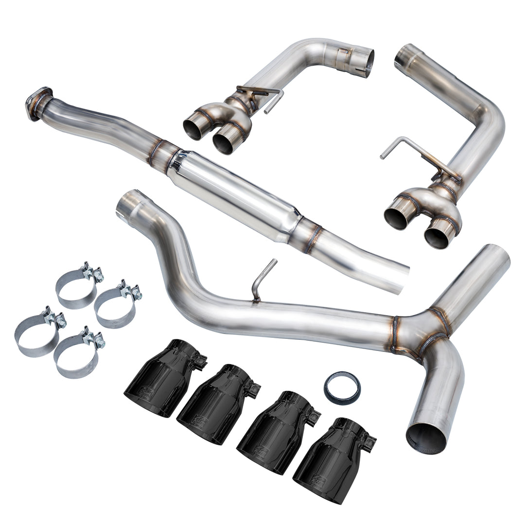 AWE Track Edition Exhaust for VA / GV WRX / STI Sedan - Diamond Black Quad Tips (102mm)