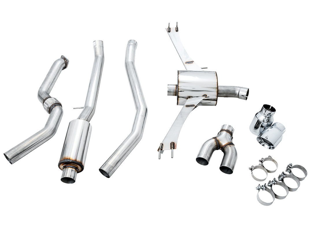 AWE Touring Edition Exhaust for 10th Gen Civic Si Coupe / Sedan (includes Front Pipe) - Dual Chrome Silver Tips