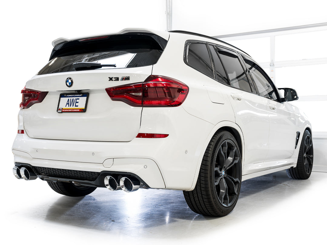 AWE Valved SwitchPath™ Axleback Exhaust for BMW F97 X3 M / F98 X4 M - Chrome Silver Tips