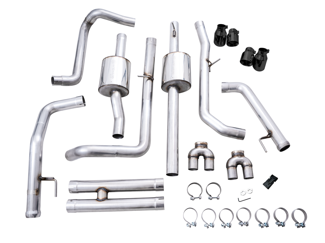 AWE 0FG Catback Exhaust for Silverado ZR2/Sierra AT4X - Quad Diamond Black Tips