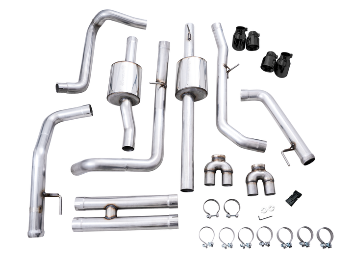 AWE 0FG Catback Exhaust for Silverado ZR2/Sierra AT4X - Quad Diamond Black Tips