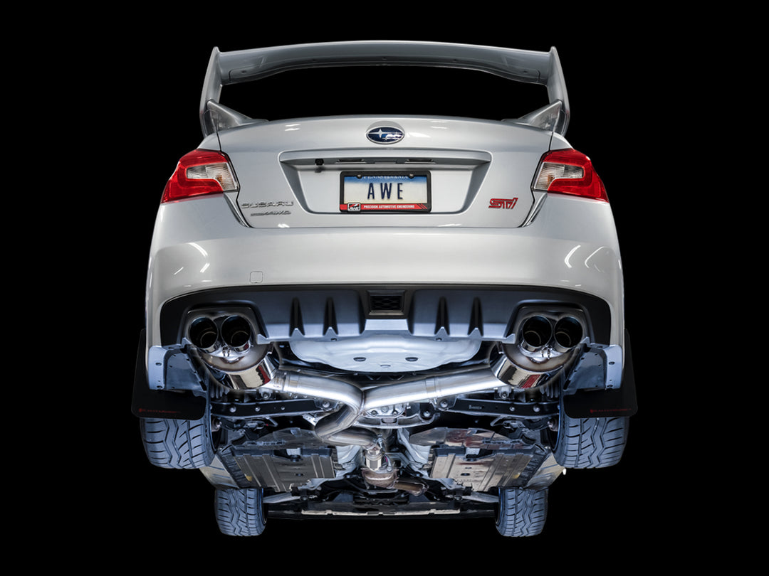 AWE Touring Edition Exhaust for VA STI / GV WRX / GV STI Sedan - Diamond Black Quad Tips (102mm)