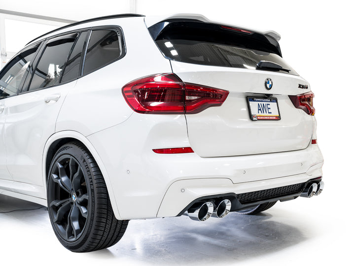 AWE Valved SwitchPath™ Axleback Exhaust for BMW F97 X3 M / F98 X4 M - Chrome Silver Tips
