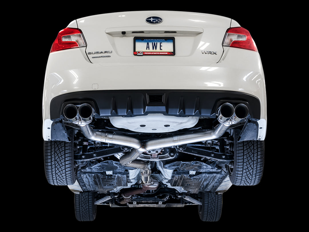 AWE Track Edition Exhaust for VA / GV WRX / STI Sedan - Diamond Black Quad Tips (102mm)