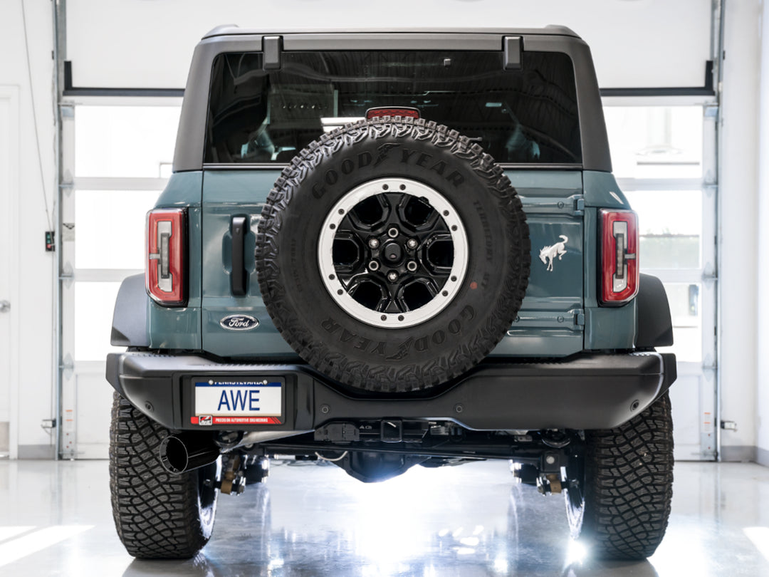 AWE 0FG Catback Exhaust for Ford Bronco with BashGuard™ - Single 5" Diamond Black Tip