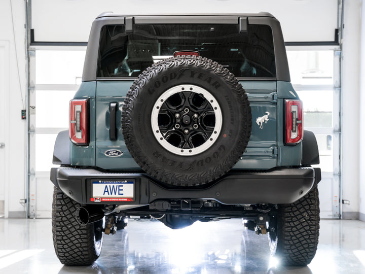 AWE 0FG Catback Exhaust for Ford Bronco with BashGuard™ - Single 5" Diamond Black Tip
