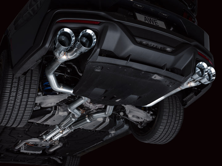 AWE Track Edition Exhaust for S650 Ford Mustang Dark Horse - Quad Chrome Silver Tips