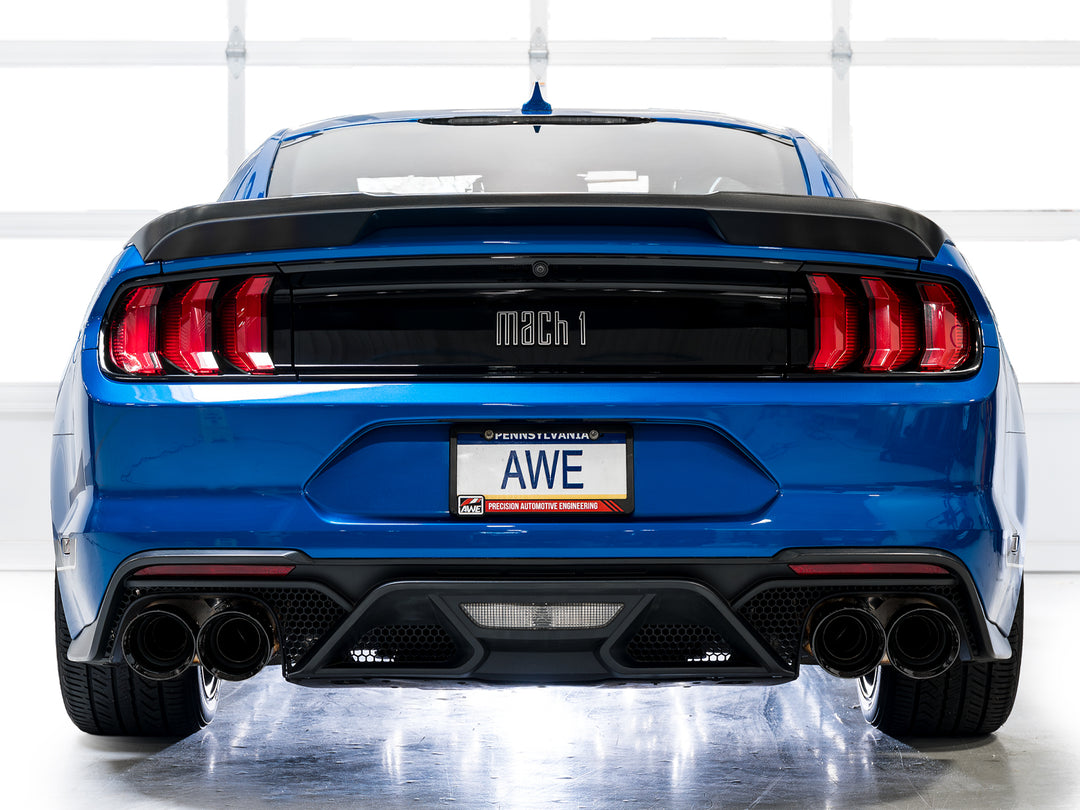 AWE SwitchPath™ Exhaust for Ford Mustang S550 Mach1 - Quad Diamond Black Tips