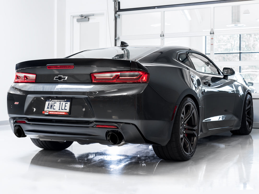 AWE Track Edition Axle-back Exhaust for Gen6 Camaro SS / LT1 - Diamond Black Tips (Dual Outlet)
