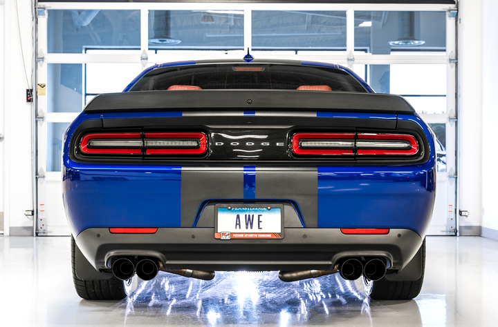 AWE Track Edition Exhaust for 17+ Challenger 5.7 - Diamond Black Quad Tips