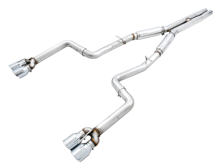 AWE Track Edition Exhaust for 15+ Challenger 6.4 / 6.2 SC - Chrome Silver Quad Tips