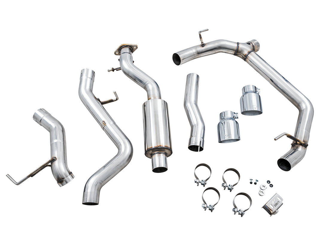 AWE 0FG Catback Exhaust for Ford Bronco with BashGuard™ - Dual 4.5" Chrome Silver Tips