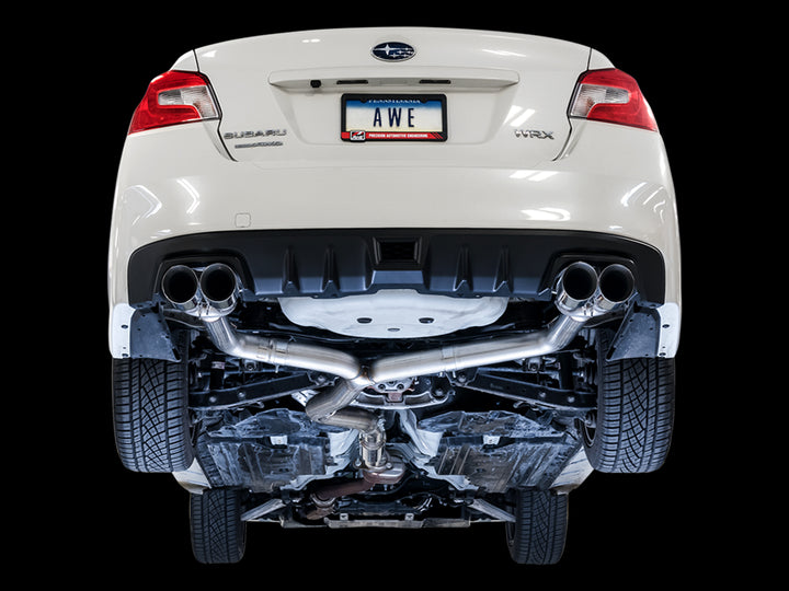 AWE Track Edition Exhaust for VA / GV WRX / STI Sedan - Chrome Silver Quad Tips (102mm)