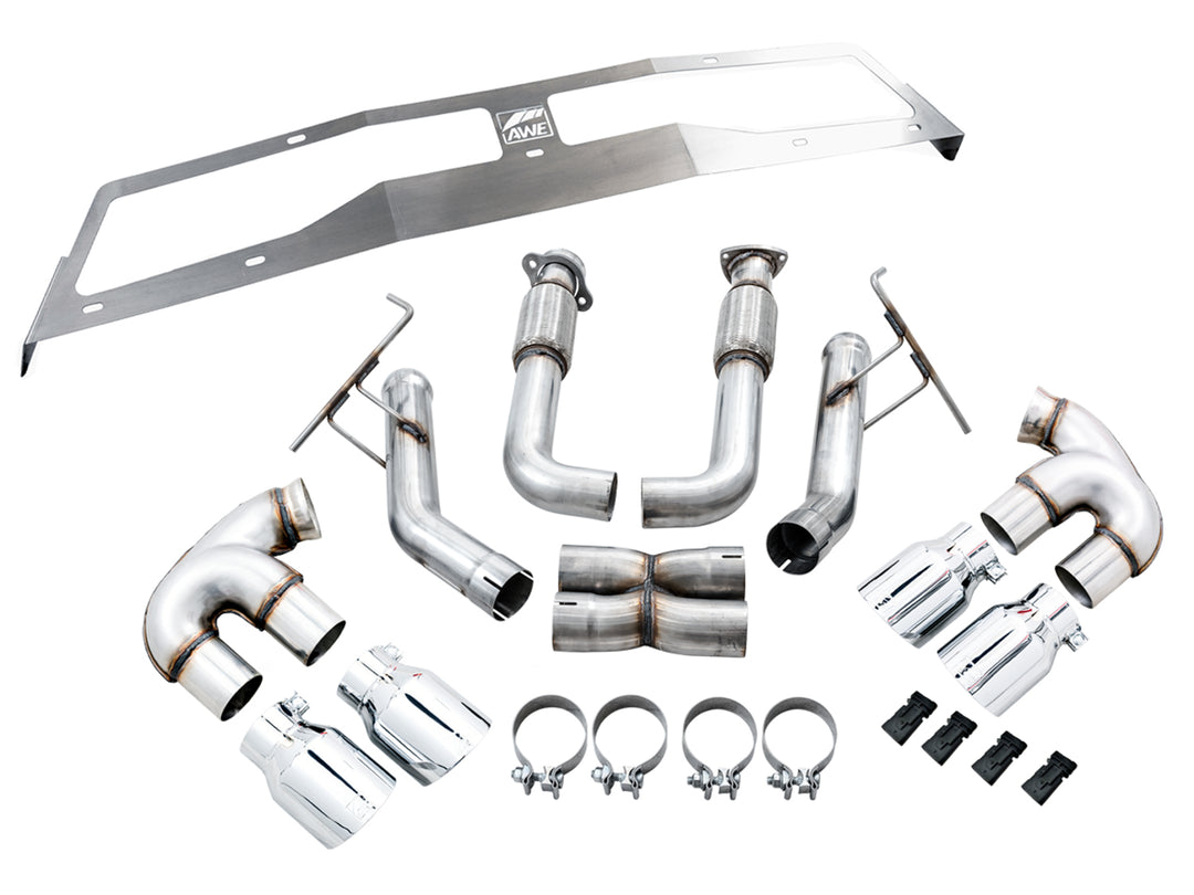 AWE Track Edition Exhaust for C8 Corvette -- Chrome Silver Tips