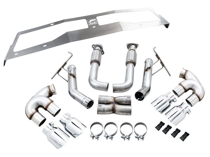AWE Track Edition Exhaust for C8 Corvette -- Chrome Silver Tips