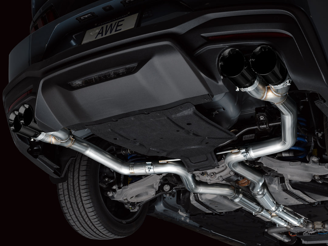 AWE Track Edition Exhaust for S650 Ford Mustang GT Fastback - Quad Diamond Black Tips