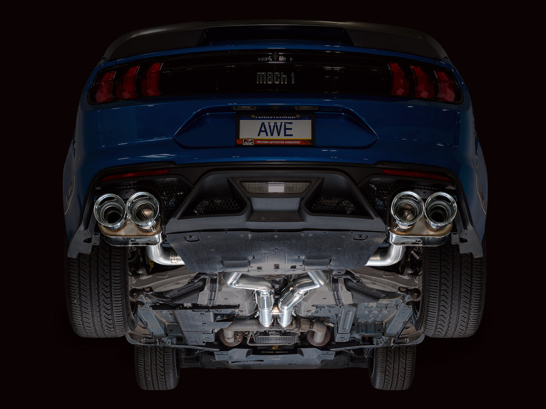 AWE SwitchPath™ Exhaust for Ford Mustang S550 Mach1 - Quad Chrome Silver Tip