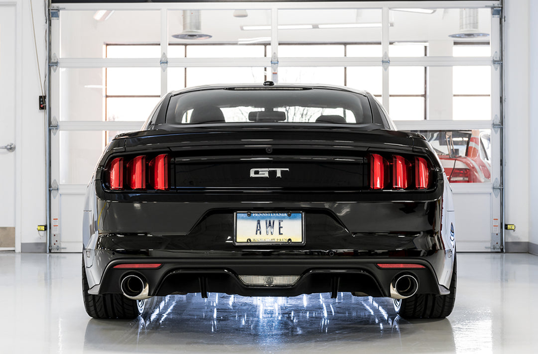 AWE Track Edition Cat-back Exhaust for S550 Mustang GT - Dual Tip - Chrome Silver Tips