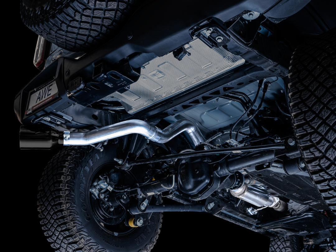 AWE 0FG Catback Exhaust for Ford Bronco with BashGuard™ - Single 5" Diamond Black Tip