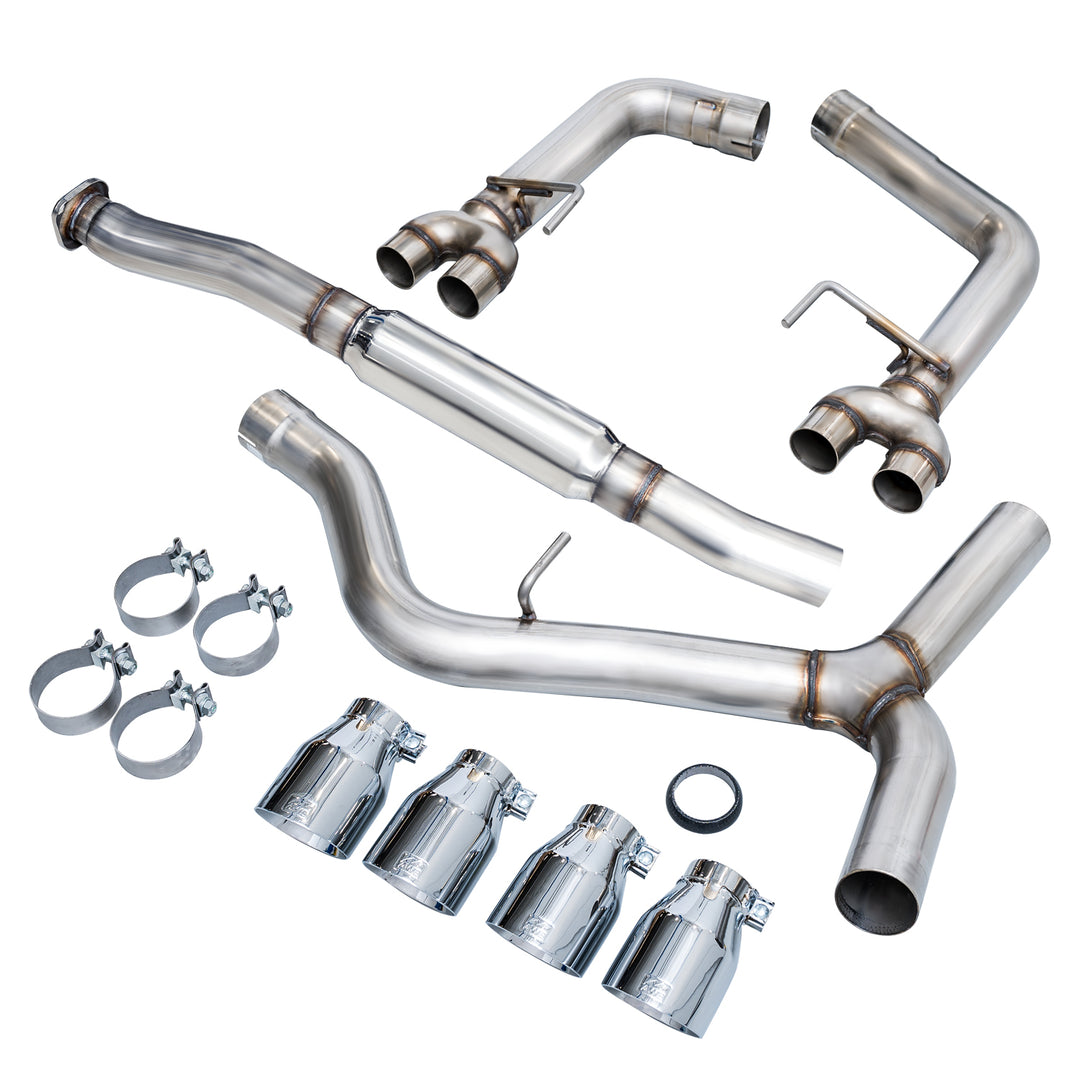 AWE Track Edition Exhaust for VA / GV WRX / STI Sedan - Chrome Silver Quad Tips (102mm)