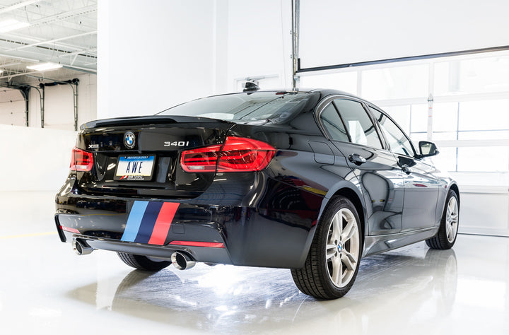 AWE Touring Edition Axle Back Exhaust for BMW F3X 340i / 440i - Diamond Black Tips (102mm)