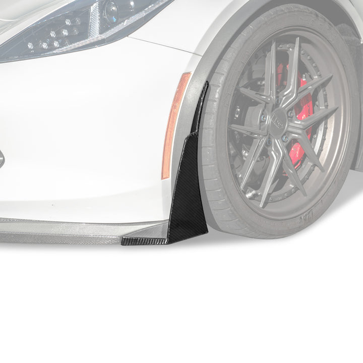 Corvette C7 Stage 3 DRY CARBON FIBER Front Splitter Wickerbill Extension Winglets