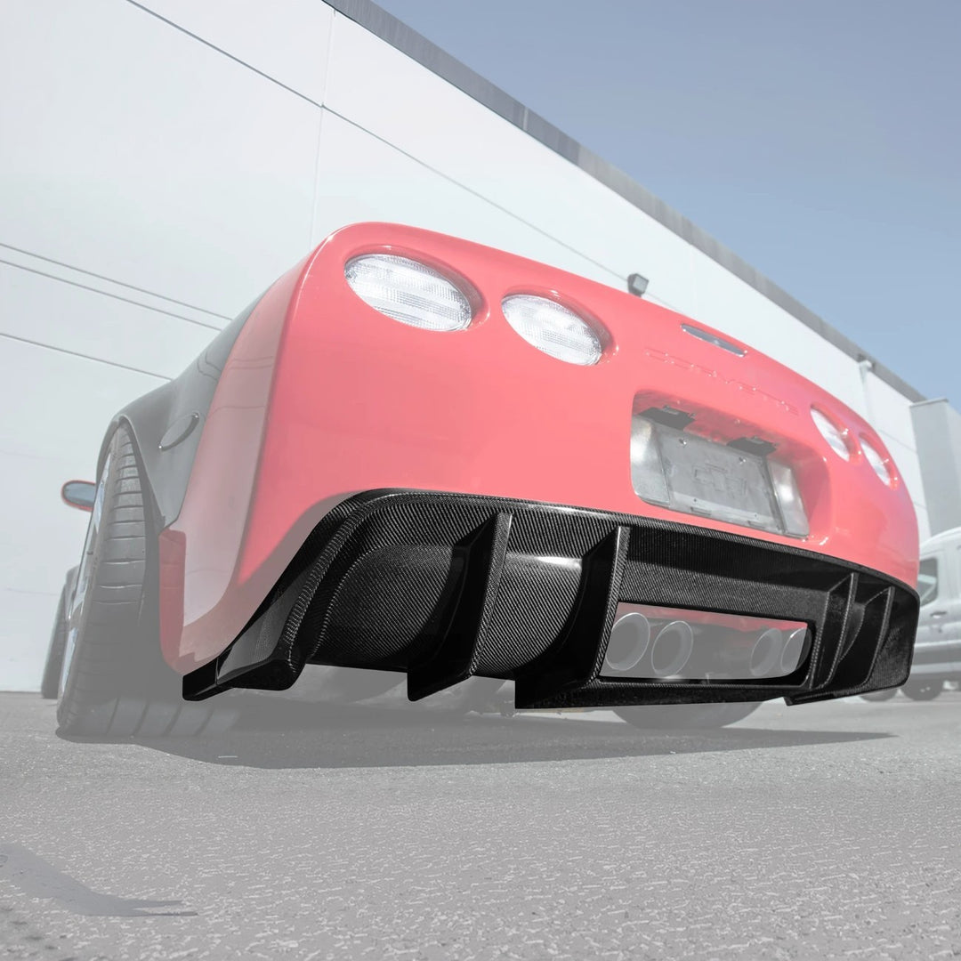 1997-04 Corvette C5 | EOS Performance Carbon Fiber Rear Bumper Finned Diffuser