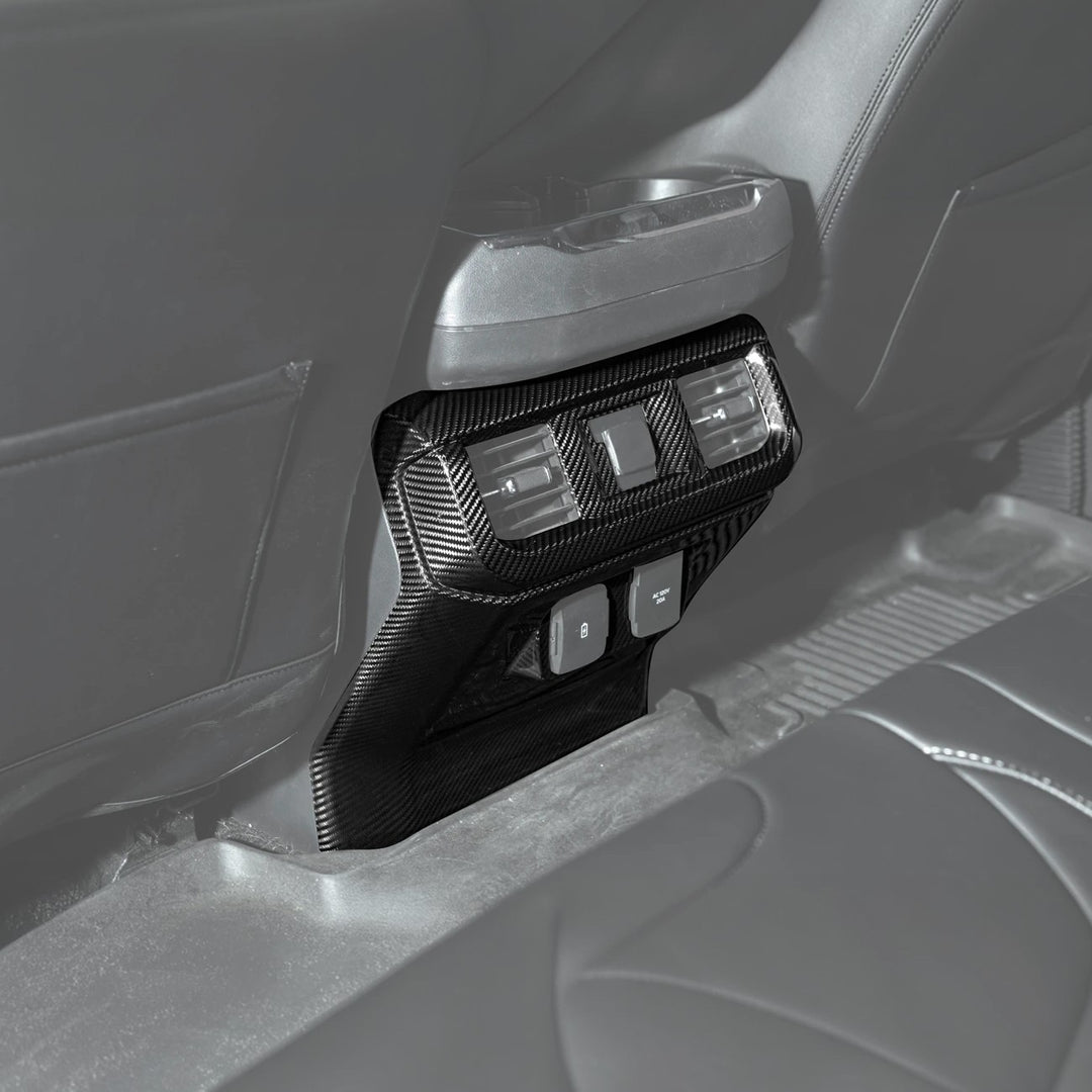 2021-Up Ford F-150 Dry Carbon Fiber Center Console Rear AC Outlet Anti-Kick Panel Cover Overlay