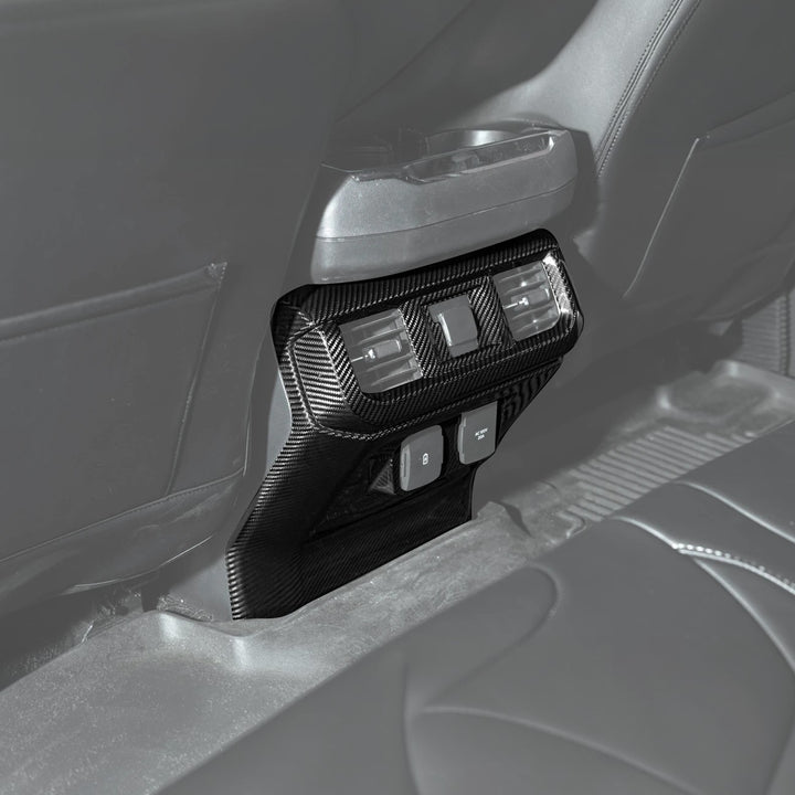 2021-Up Ford F-150 Dry Carbon Fiber Center Console Rear AC Outlet Anti-Kick Panel Cover Overlay