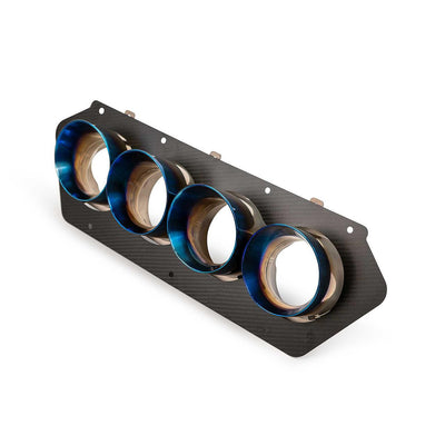 Detailed close-up of the 2023 Chevrolet Corvette C8 Z06 ZR1 titanium quad exhaust tips, highlighting the precision craftsmanship and premium metallic finish.