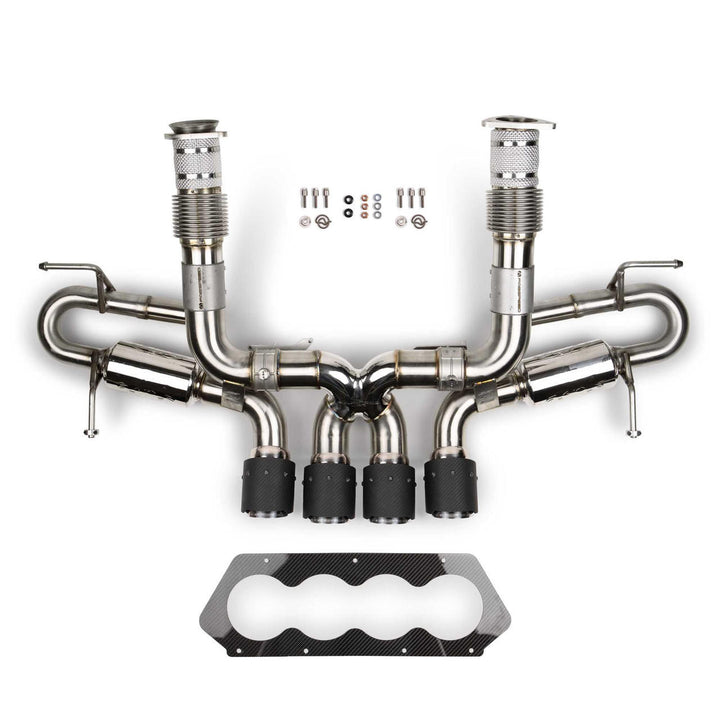 2023 Chevrolet Corvette C8 Z06 Valvetronic Cat-Back Exhaust System installed on vehicle showcasing premium titanium quad tips