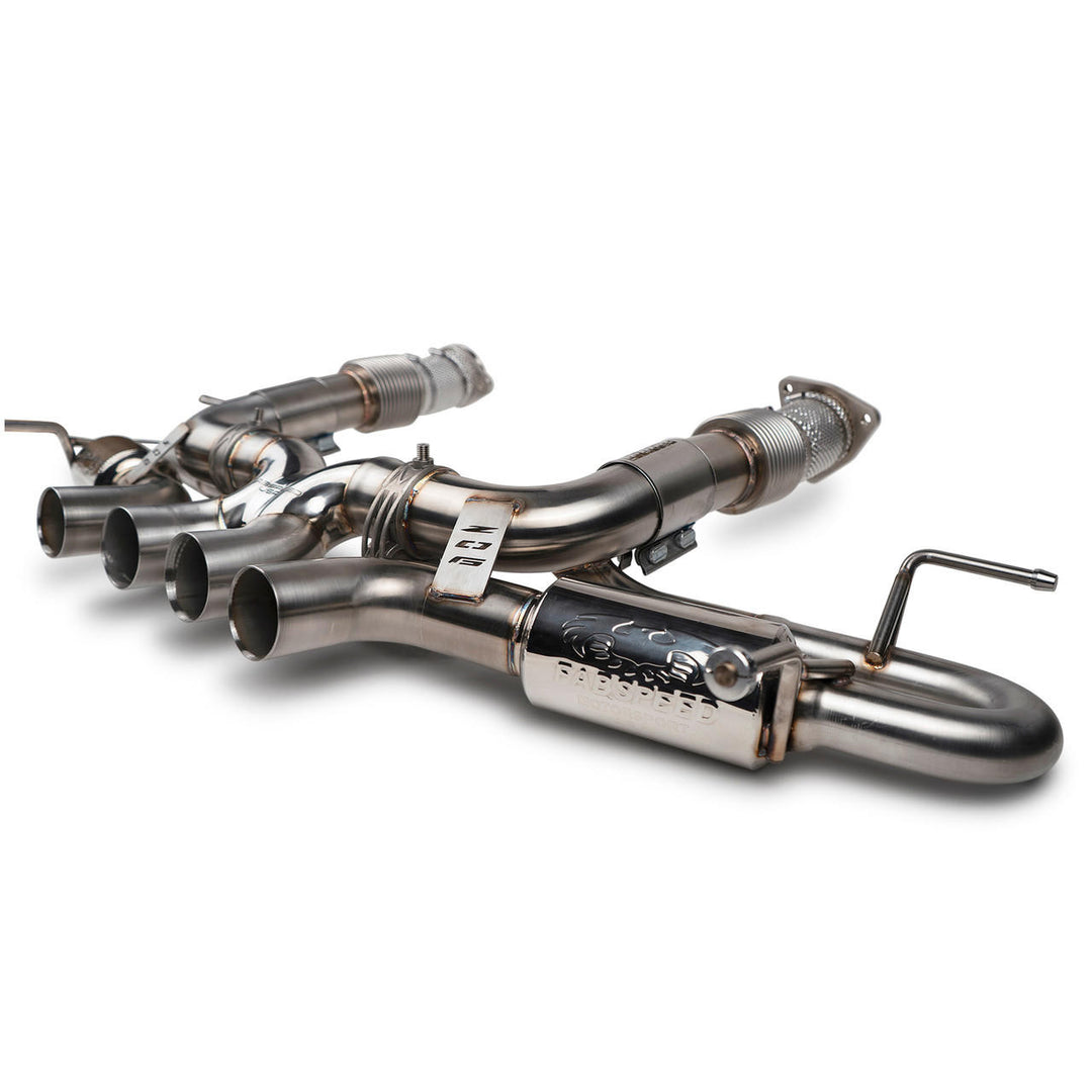 2023 Chevrolet Corvette C8 Z06 Valvetronic Cat-Back Exhaust System installed on vehicle showcasing premium titanium quad tips