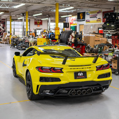 2023 Chevrolet Corvette C8 Z06 Valvetronic Cat-Back Exhaust System installed on vehicle showcasing premium titanium quad tips