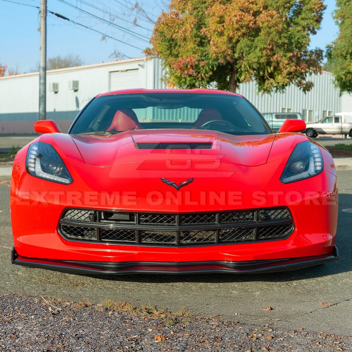Front Bumper Lip Spoiler Kit For 2014-2019 Corvette C7 Stingray - ABS Plastic, Primer Finish