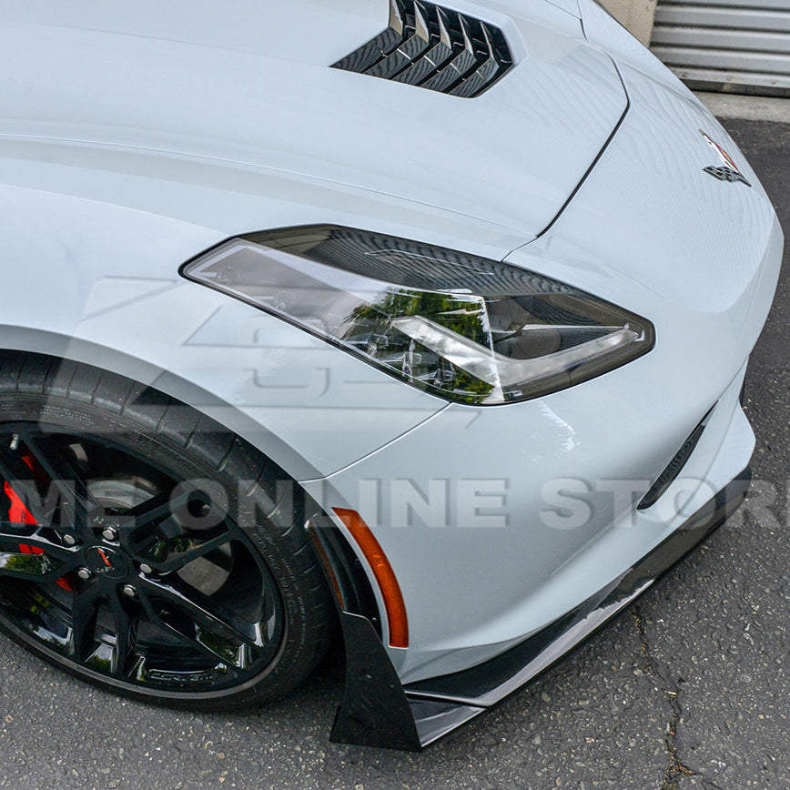 Corvette C7 Stage 3 DRY CARBON FIBER Front Splitter Wickerbill Extension Winglets