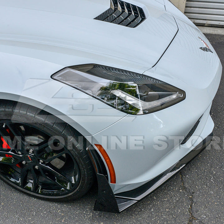 Corvette C7 Stage 3 DRY CARBON FIBER Front Splitter Wickerbill Extension Winglets