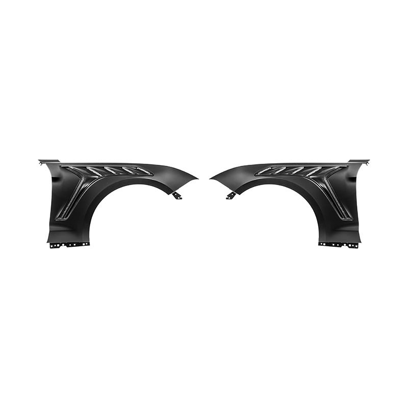 2018-23 Ford Mustang S550 | GTD Style Primed Black Front Side Vented Fenders